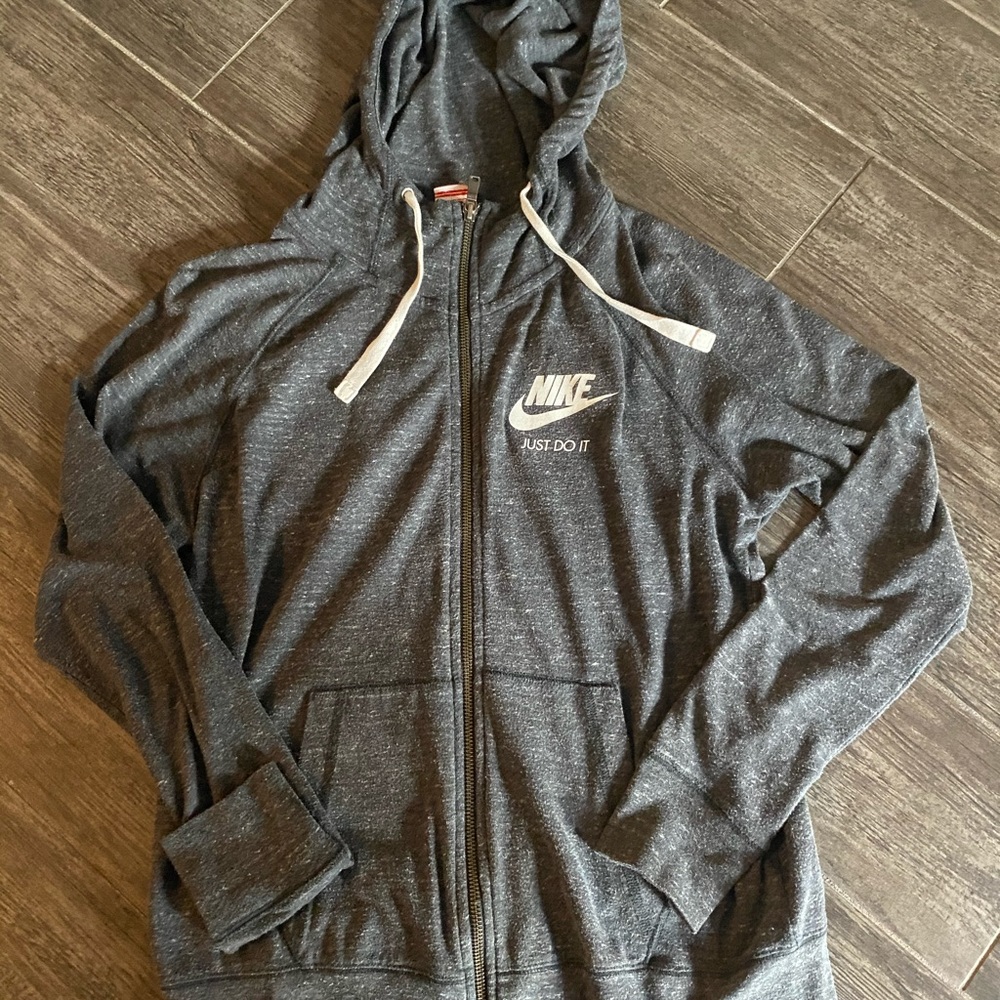 Nike grey zip up hoodie medium